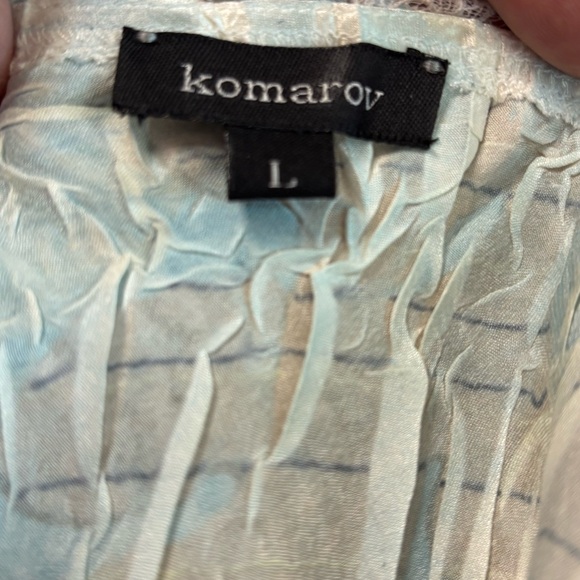 KOMAROV Blue and Gold Print Midi Dress Size Large - Picture 5 of 8